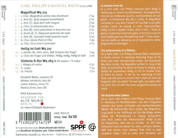 Texte zu den Werken, außerdem eine Trackliste und Angaben zu  den Mitwirkenden.
