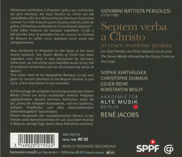 Texte zu den Werken, außerdem Angaben zu Komponist, Werk und Mitwirkenden.