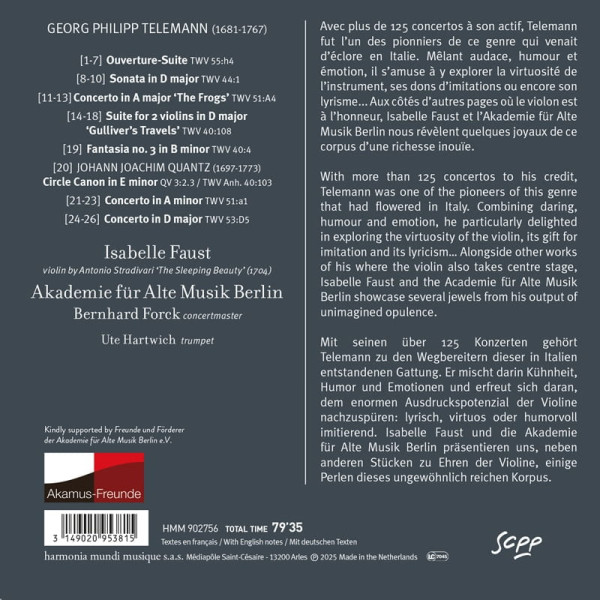 Trackliste, außerdem Angaben zu Komponist, Mitwirkenden und Texten zu den Werken.
